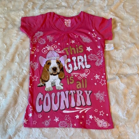- 2/$30 Sportswear Country Dog Tshirt Girls Size L NWT - Picture 1 of 7